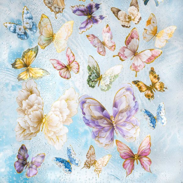 Butterfly in Water Retro Foil Stickers - Desk Cosmos