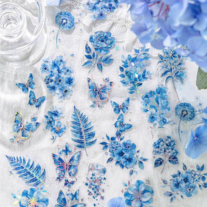 Blue Mood Stickers – Cloud, Flower, Moon - Desk Cosmos