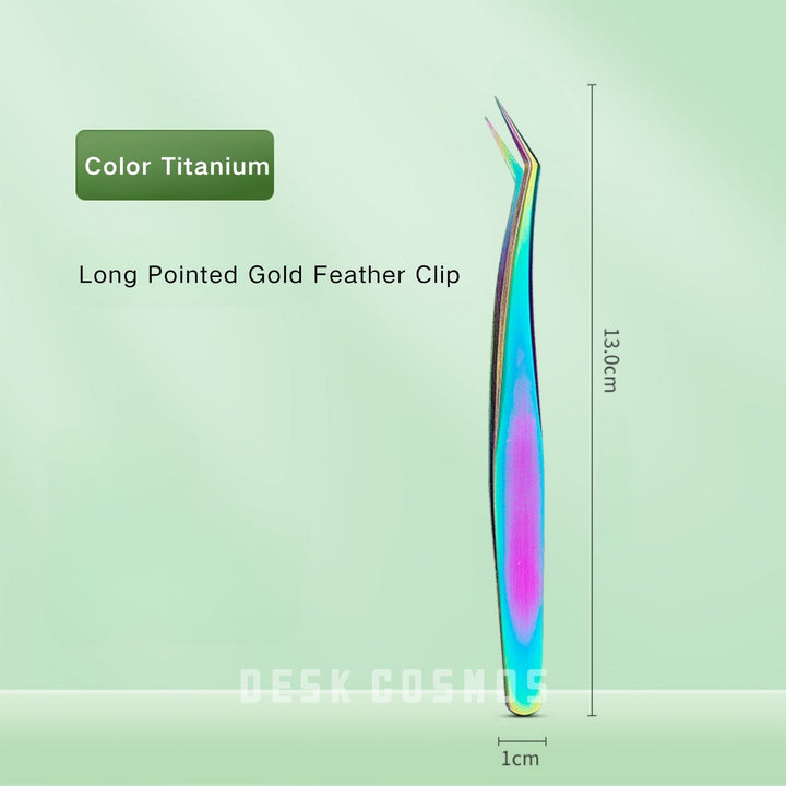 Titanium Long Tip Gold Feather Clip