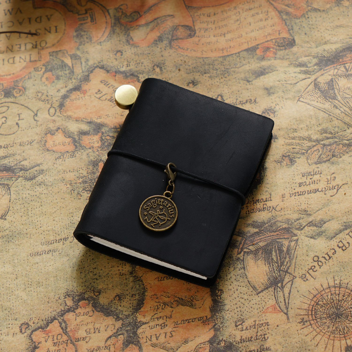 Traveler's Black Crazy Horse Leather Mini Journal Vintage Feel