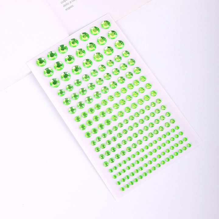 Crystal Sticker Set Lime Green 3D Crystals Polka Dots Fashion