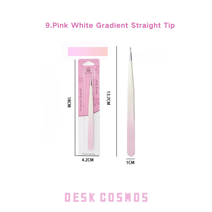 Ice Bloom Pink White Straight Tip Tweezers