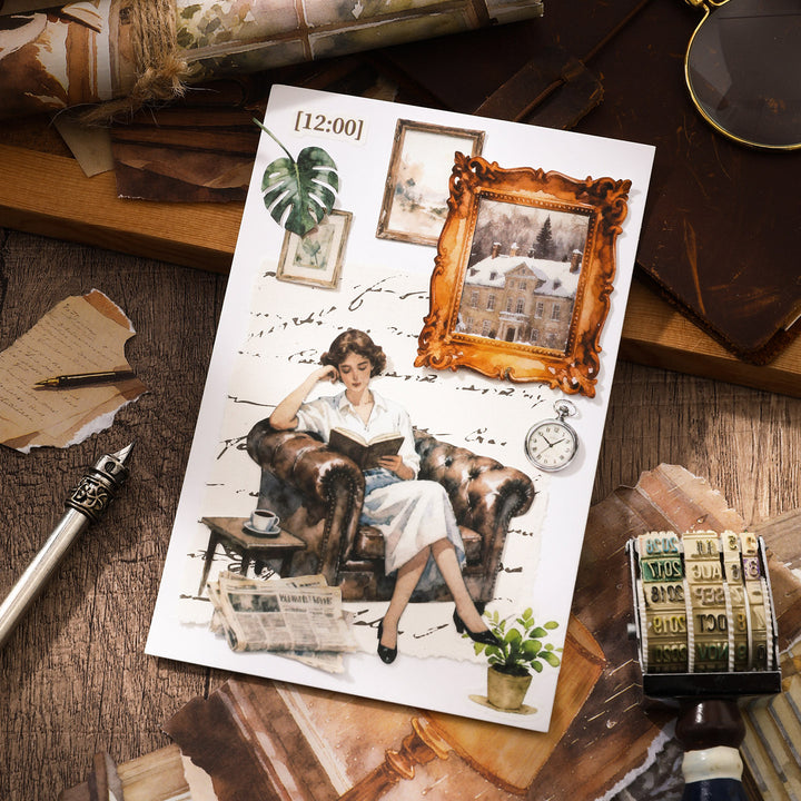 Reading Time Vintage Pre - cut Sticker Book - Desk Cosmos