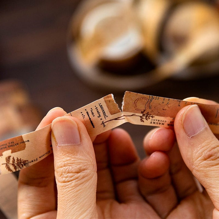 Vintage Washi Tape – Receipt, Plant, Map, Text - Desk Cosmos