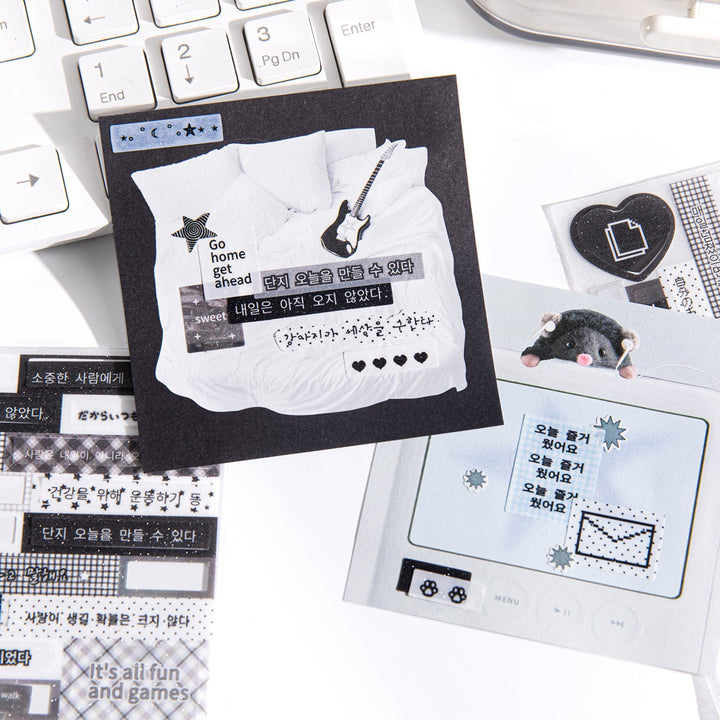 A Collection of Graphemes Series Flash Sand Stickers for Artistic Journal Designs