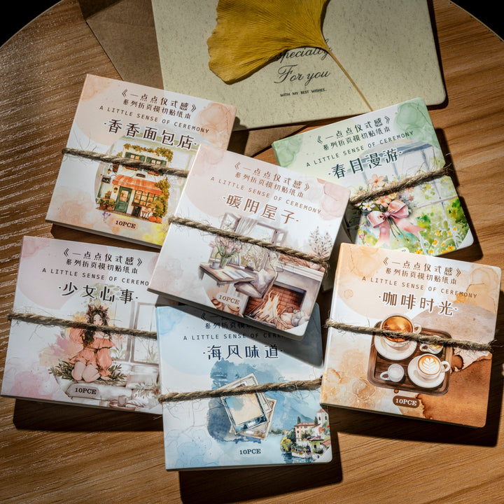 A Little Sense of Ritual Sticker Books with Vintage Ocean Coffee Travel Themes