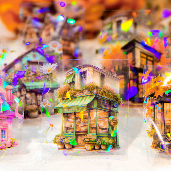 A Windy Street Corner PET Tape Architecture Theme Scrapbooking Materials