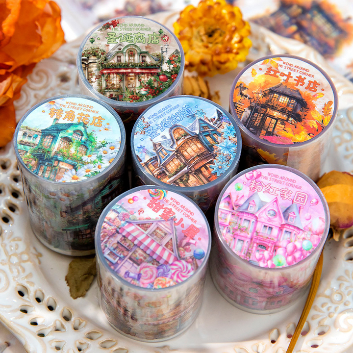 A Windy Street Corner Washi Tape Romantic City Streets Decoration