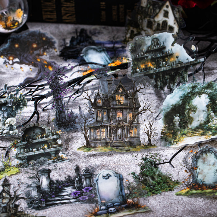 Abandoned City Gothic PET Stickers for Scrapbooking