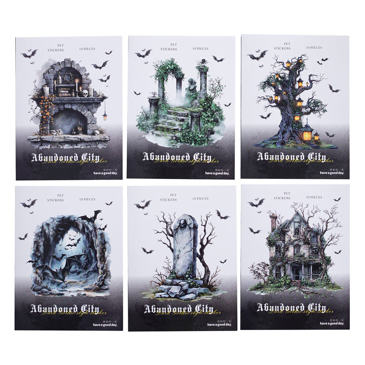 Abandoned City PET Stickers Gothic Vintage Frame Theme