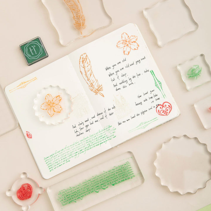 Acrylic Transparent Stamp Kit Engraved Acrylic Stamp for Scrapbooking
