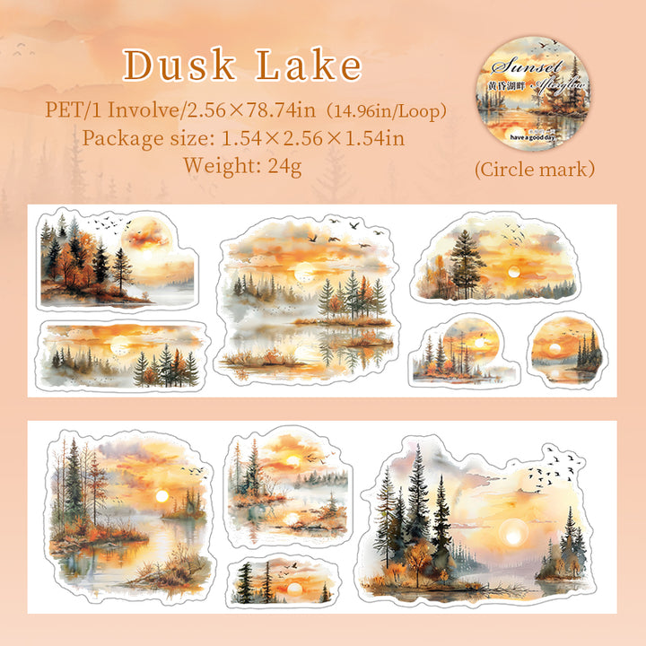 Afterglow of sunset Dusk Lake Sunset Soft Collage Tape