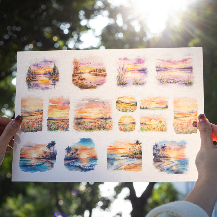 Afterglow of sunset PET Tape Beach Sunset Light for Journal Decor