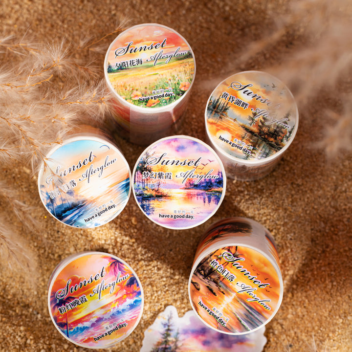 Afterglow of sunset PET Tape Dreamy Sunset Light Effect for Collage