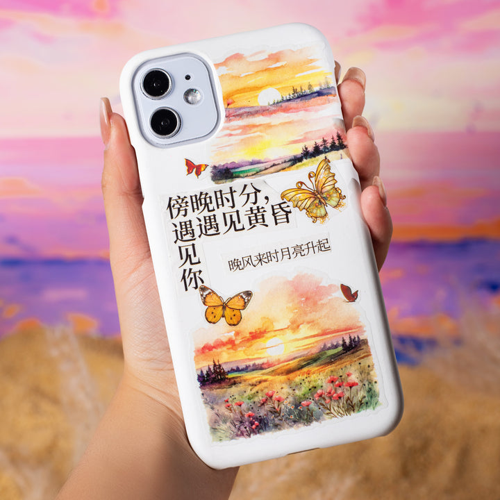 Afterglow of sunset PET Tape Dusk Lake Sunset for Art Projects
