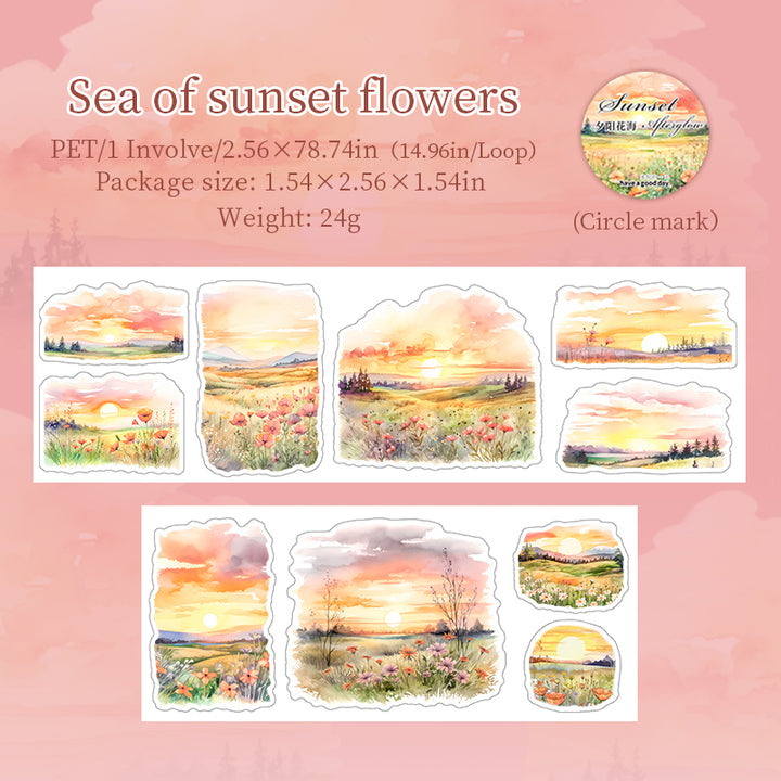 Afterglow of sunset PET Tape Purple Sunset Effect Collage Tape