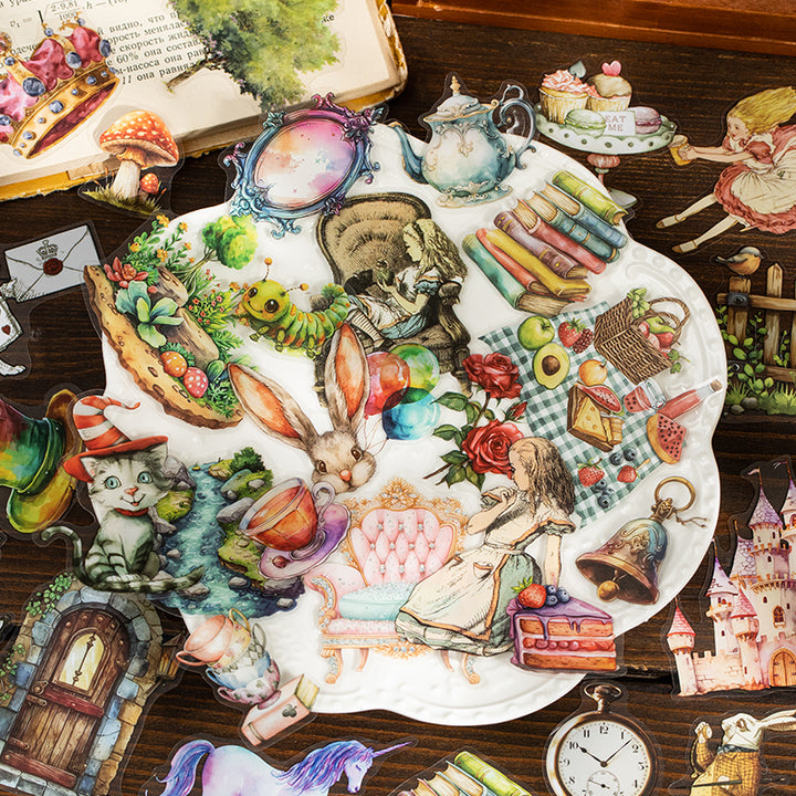 Alice Story Retro Stickers PET for Journal Decoration