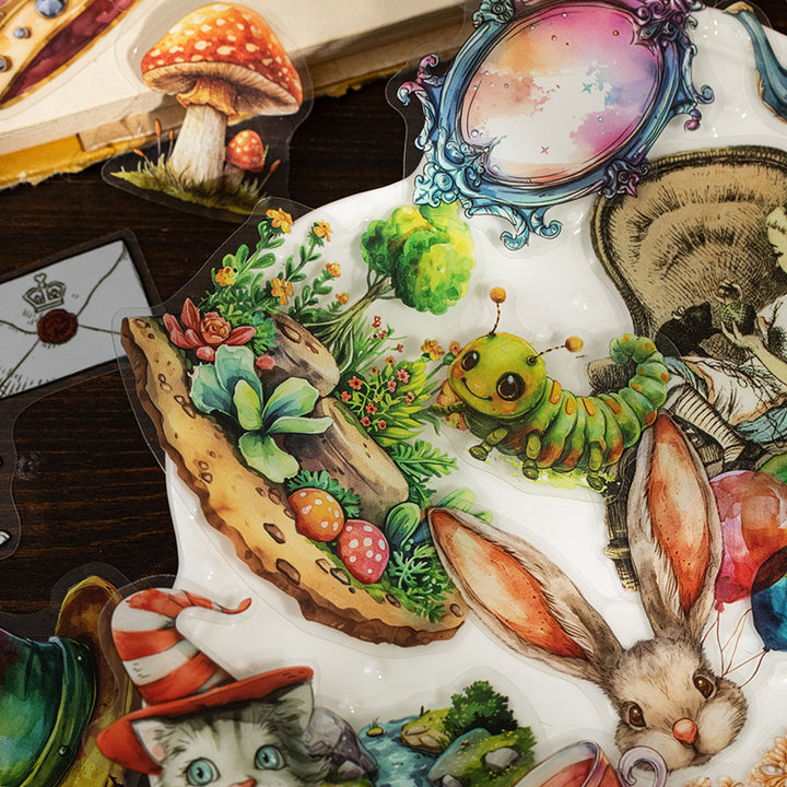 Alice Story Retro Stickers PET with Cute Animals for Journal