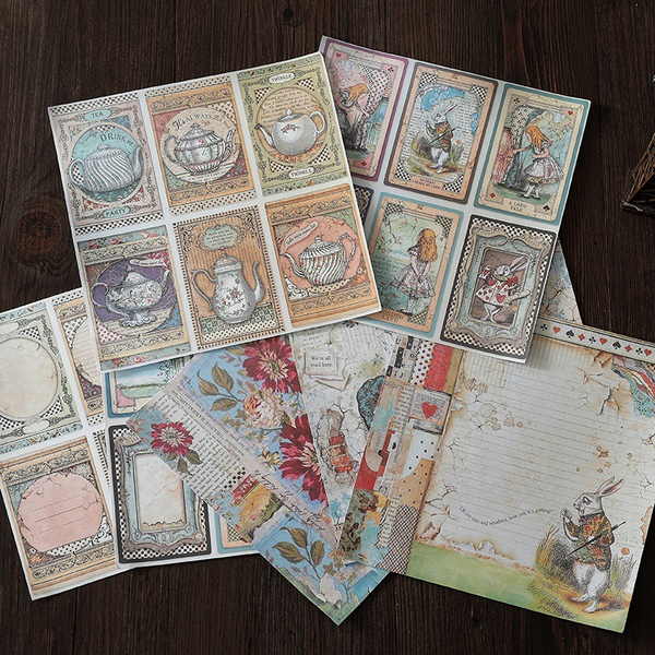 Alice Wonderland Vintage Fairy Tale Paper Renaissance Charm for Junk Journals