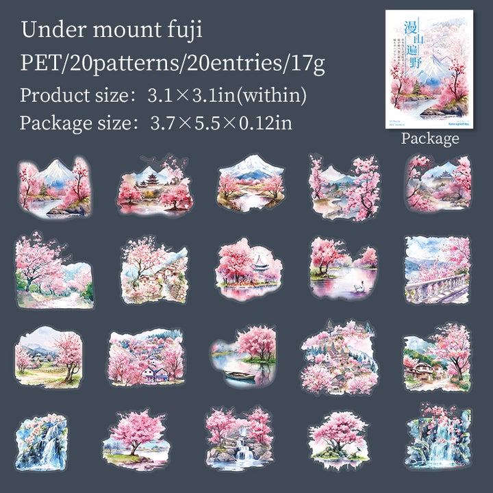 All over the mountains and plains Floral Stickers for Art Journals