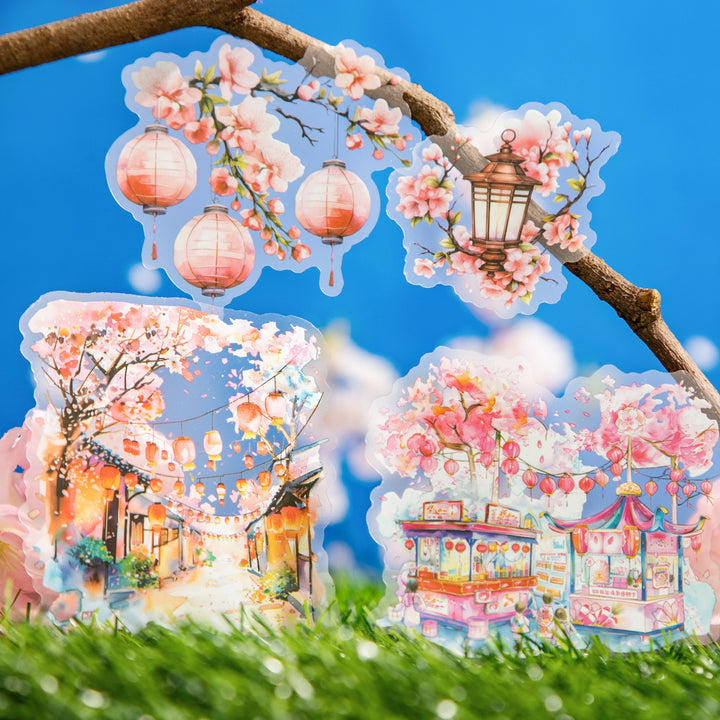 All over the mountains and plains Sakura Theme Decorative Stickers for Art Projects
