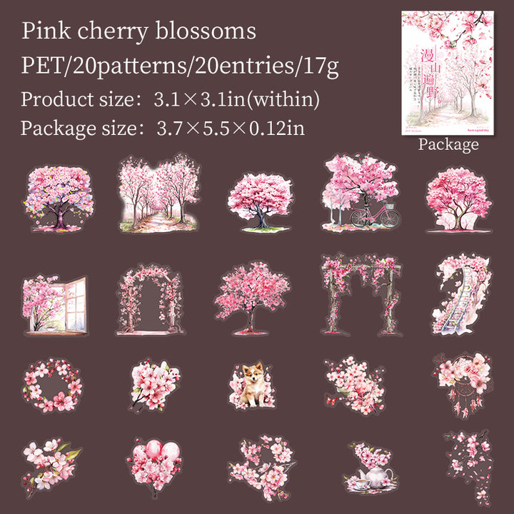 All over the mountains and plains Sakura Theme Flower Stickers Detailed Image