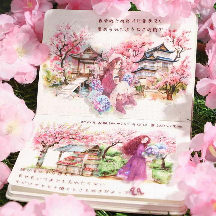 All over the mountains and plains Sakura Theme Flower Stickers for Scrapbooking