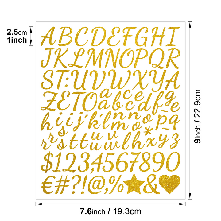 Alphabet Stickers PVC Glitter Text Stickers for Crafting