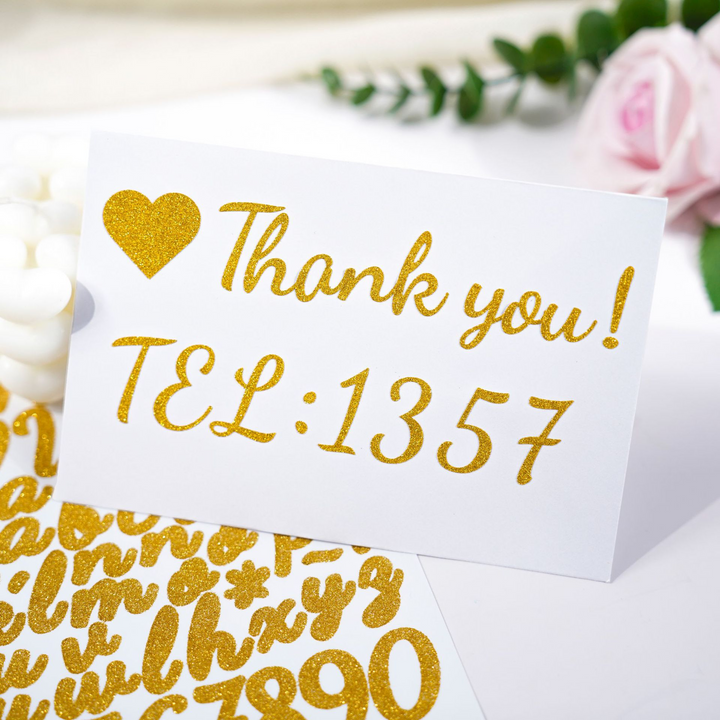 Alphabet Stickers PVC Glitter Text Stickers for Creative Crafting