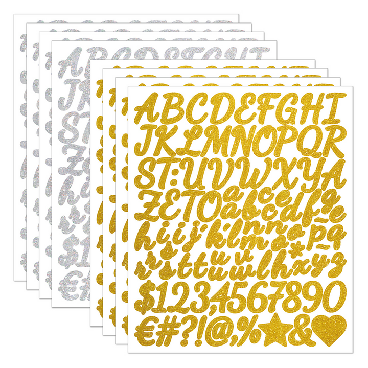 Alphabet Stickers PVC Glitter Text Stickers for Creative DIY Projects