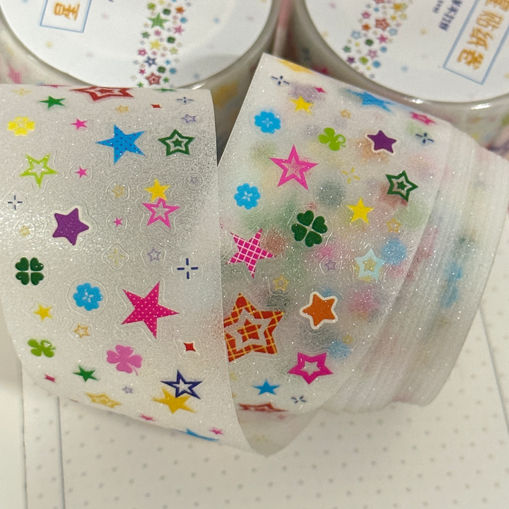 Ancient Star Stickers Double Transparent Glitter Stars PET Tape Ideal for Starry Art Projects