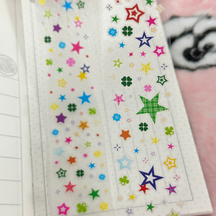 Ancient Star Stickers Glitter Stars Double Transparent Glitter PET Tape Perfect for Craft Journals
