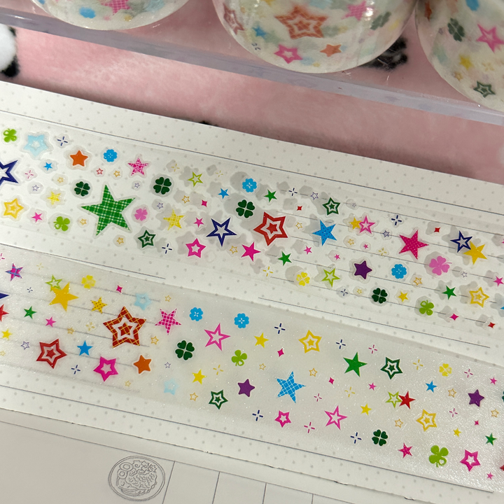 Ancient Star Stickers Glitter Stars Double Transparent Glitter PET Tape Perfect for DIY Scrapbook