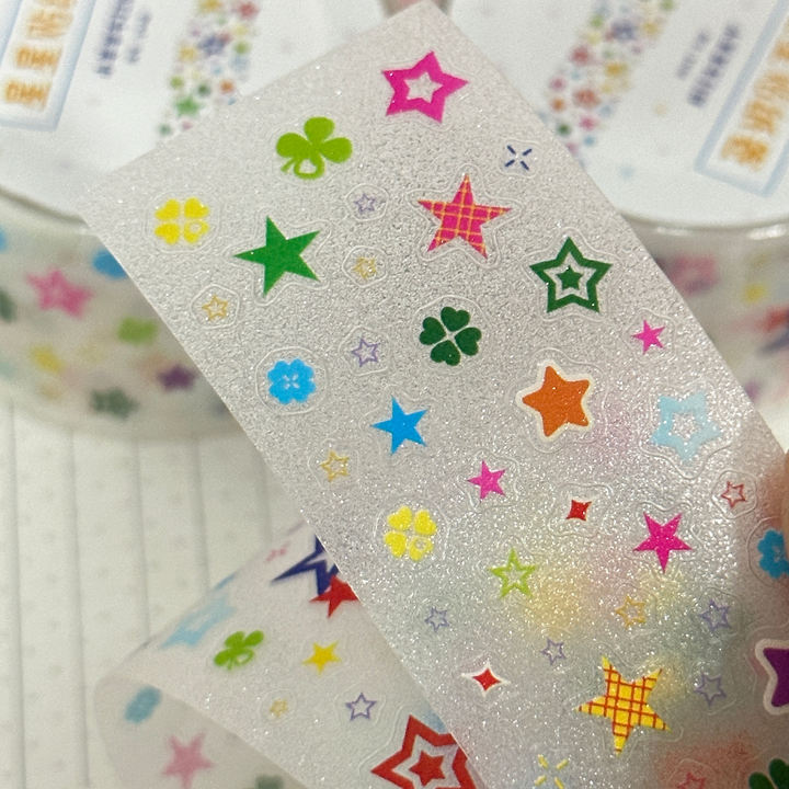 Ancient Star Stickers Stars Glitter Double Transparent Glitter PET Tape Great for Creative Decor