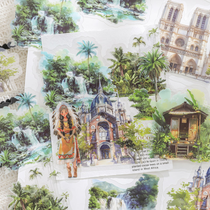 Around the World Travel Stickers City Countryside DIY Decor