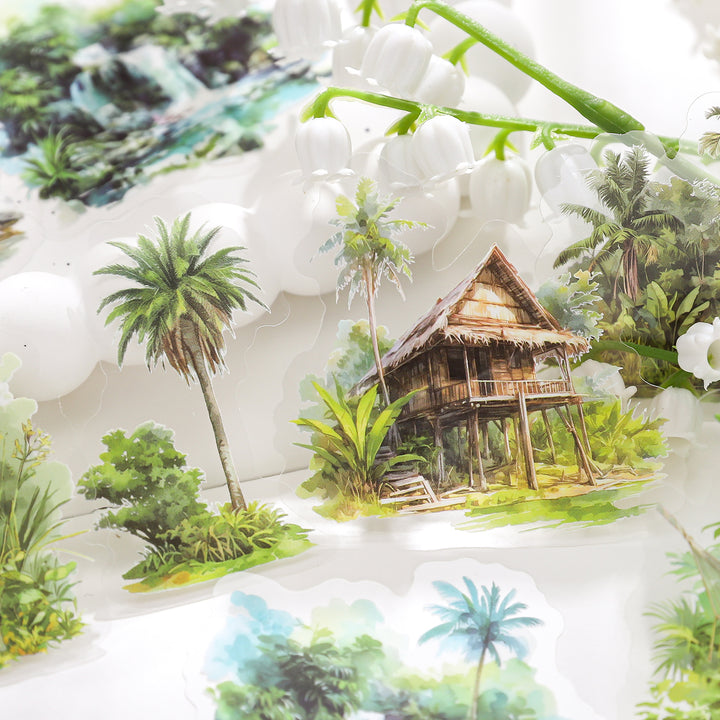 Around the World Travel Stickers City Countryside for Collage Art