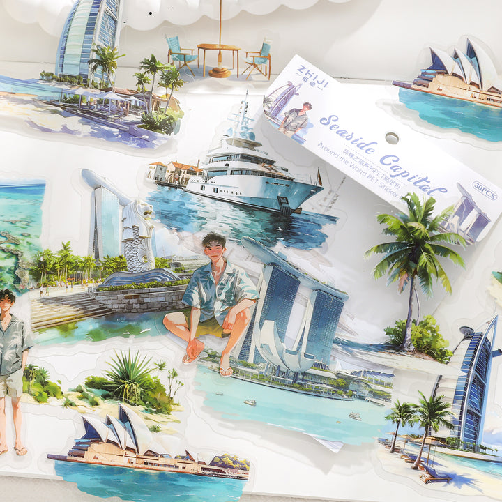 Around the World Travel Stickers City Countryside for Diary Creation