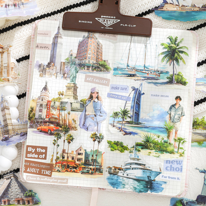 Around the World Travel Stickers City Countryside for Planner Stickers