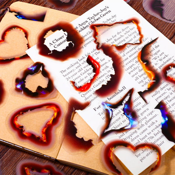 Ash Series Sticker Pack Retro Gothic Fire Theme Stickers for Handcraft Projects
