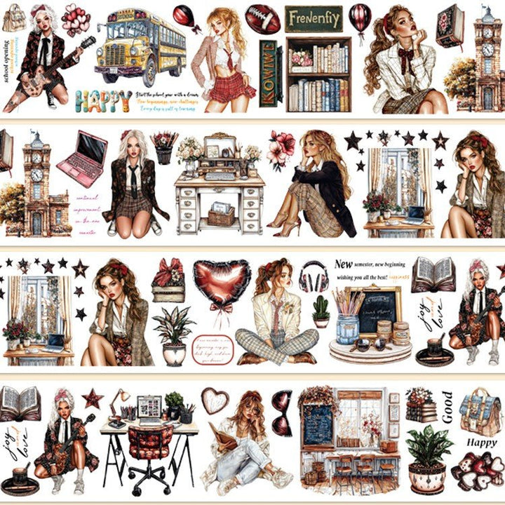 Back to School Retro Characters Suitable for Creative Journals