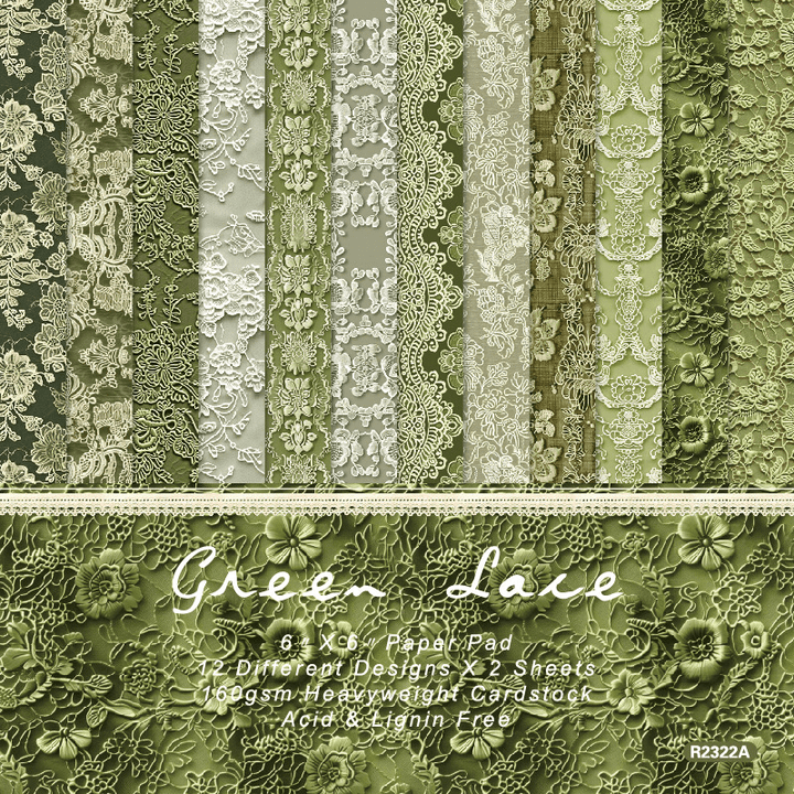 Background Paper Green Lace Retro Lace Sheet Set
