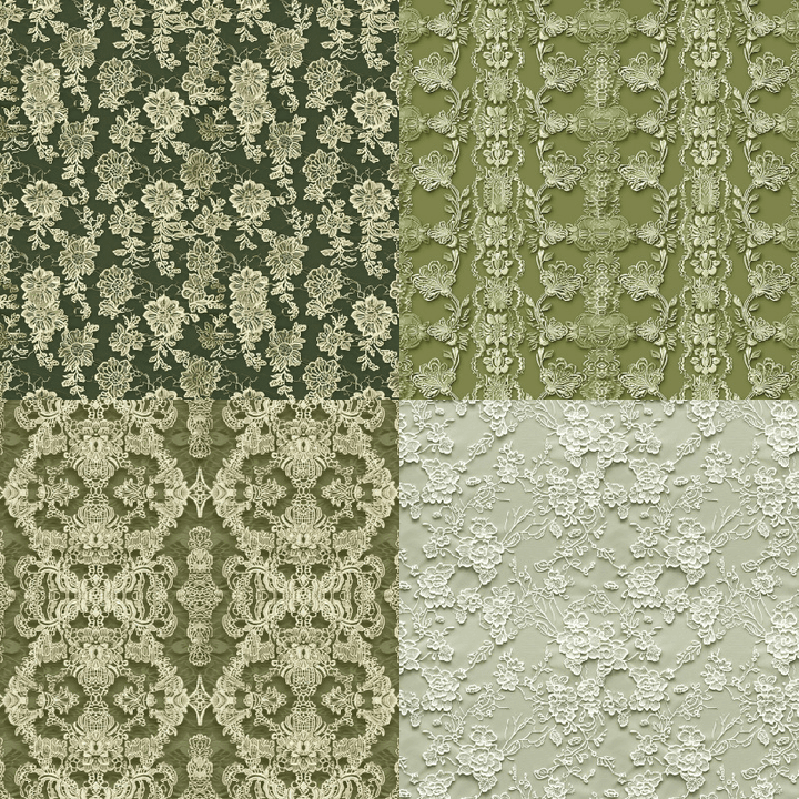 Background Paper Pack Green Lace Vintage Style