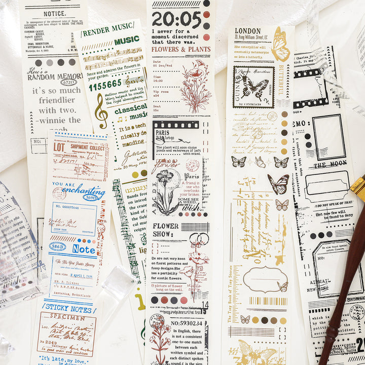Bars Memoir Series Floral Text Tape Great for DIY Journal