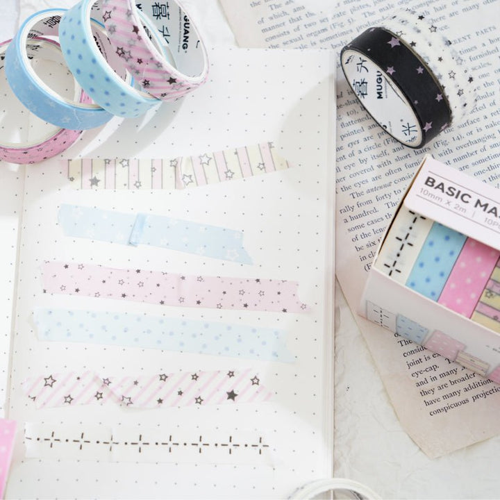 Basic Style Washi Tapes Colorful Backgrounds for Planner Supplies