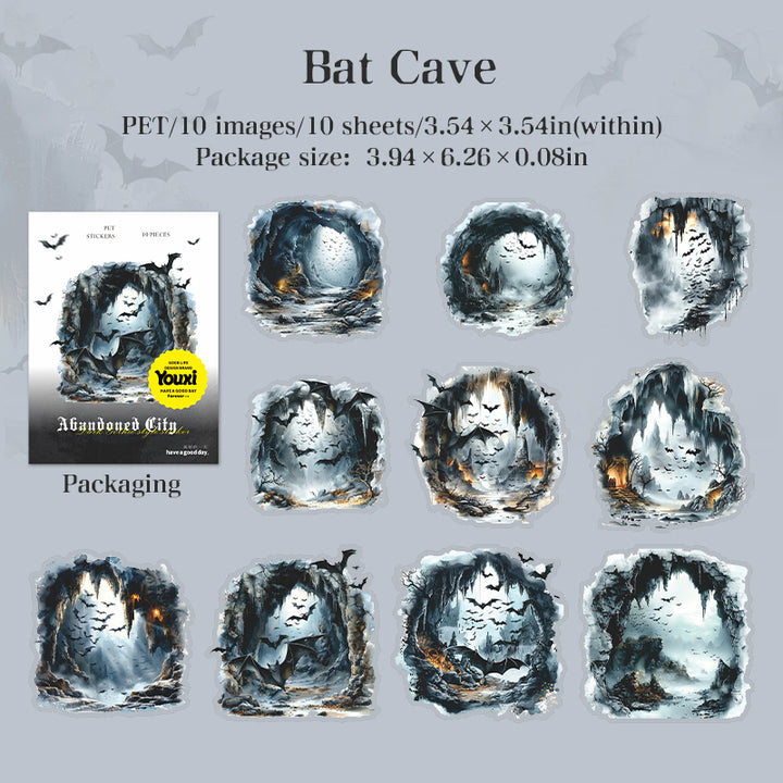 Abandoned City Bat Cave PET Stickers Magical Element