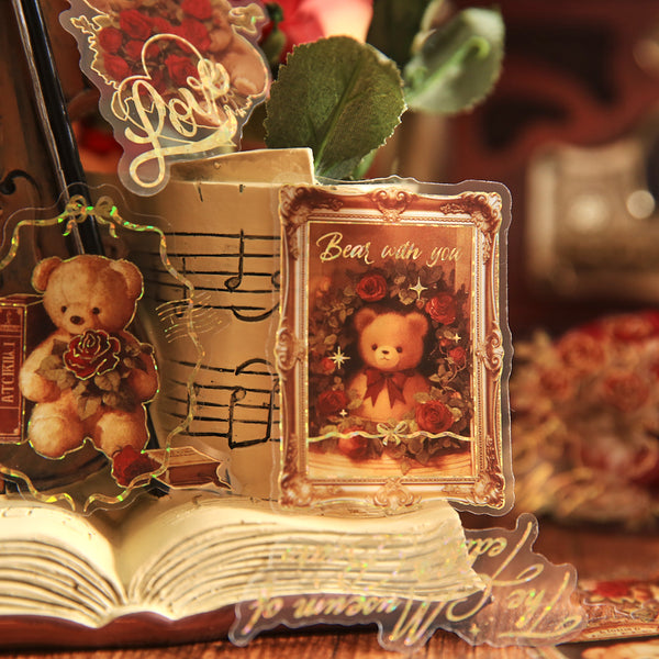 Bear Romance House Vintage Stickers for Creative Journals