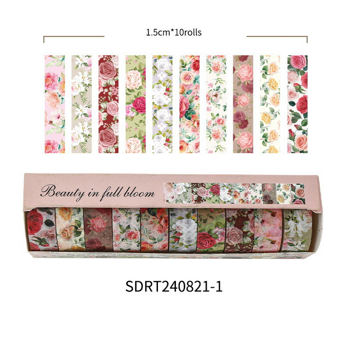 Beauty in Full Bloom Retro Washi Tape for Aesthetic Projects