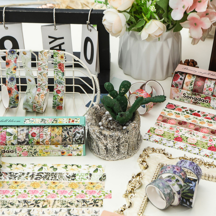 Beauty in Full Bloom Washi Tape Set Floral Decorative Art