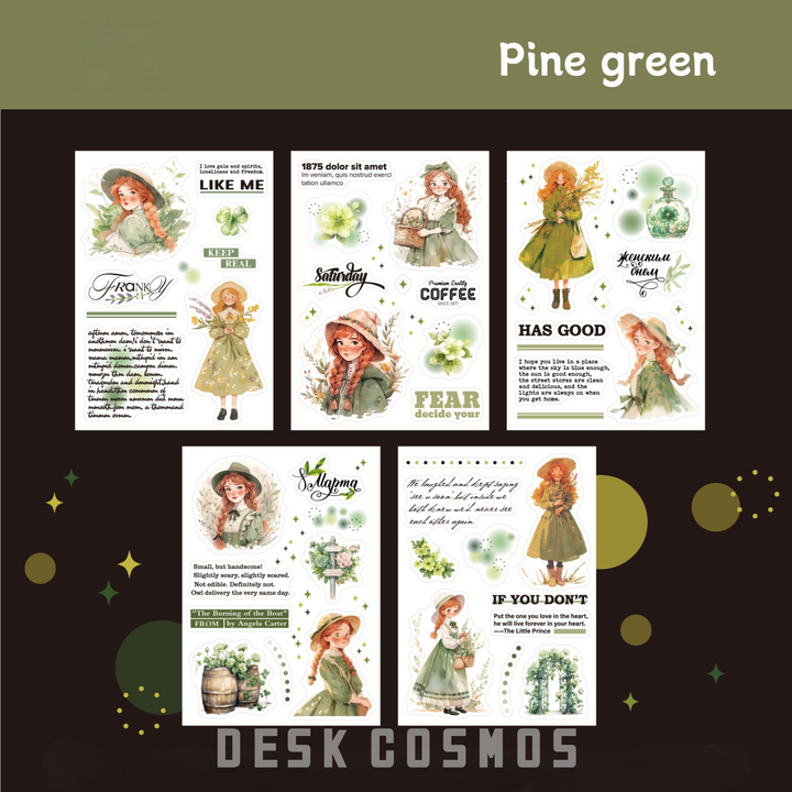 Berlin Girl Pine Green Washi Stickers Nature Collage