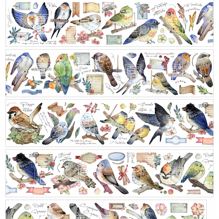 Bird Stickers PET Tape Little Birds Vintage Design